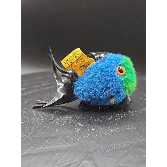 Steiff Woolen Blue Coral Fish 1977  7361/07 ID Button and Tag 3.5in Vintage - Picture 2 of 10